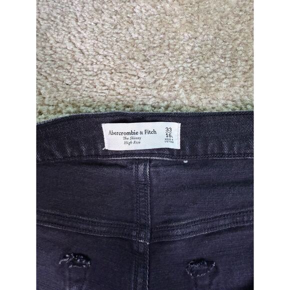 Abercrombie & Fitch Jeans Women Size 33 / 16R Black Super Skinny High Rise D603 - Picture 6 of 15